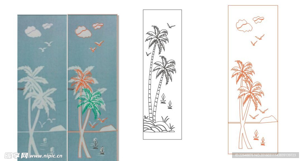 镜花 推拉门 平开门 椰树