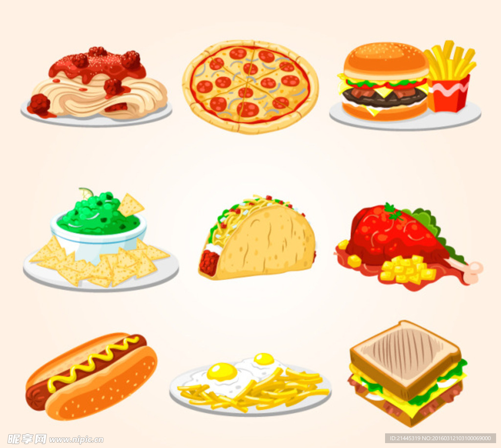 汉堡 面包 披萨 薯条 西餐