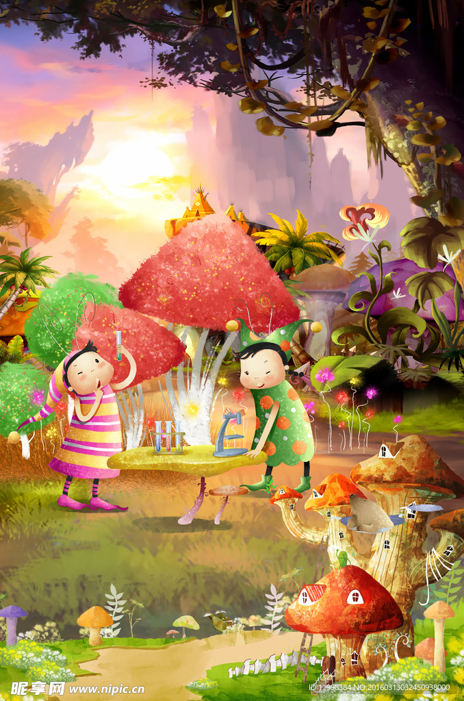 卡通漫画玄关背景装饰画