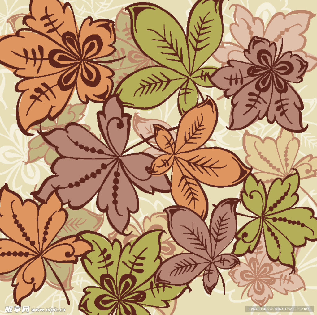 矢量唯美浪漫花草背景底纹