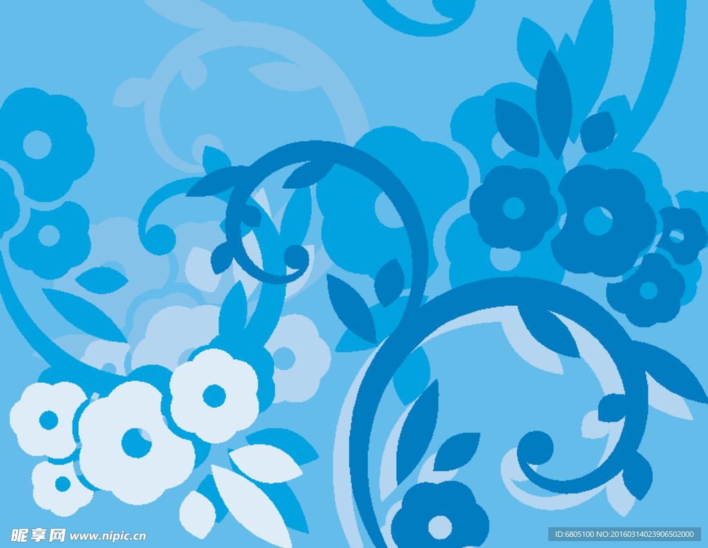 矢量蓝色花纹背景底纹