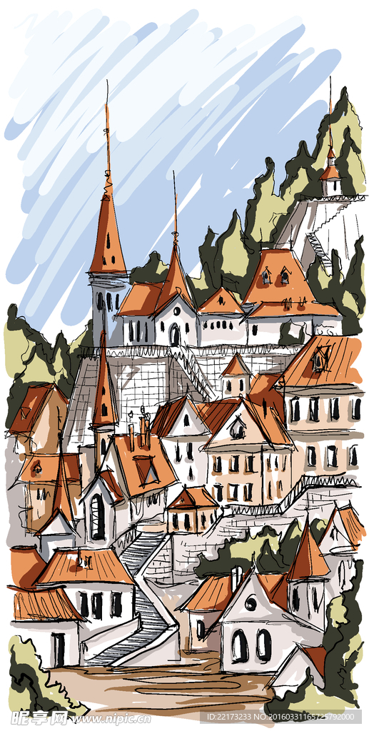 手绘建筑