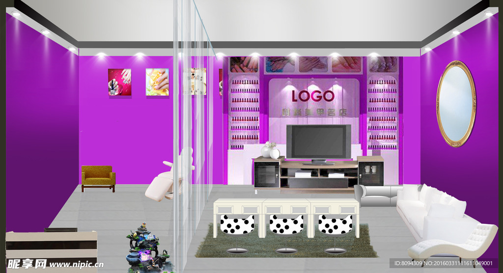 美甲店铺装修效果图