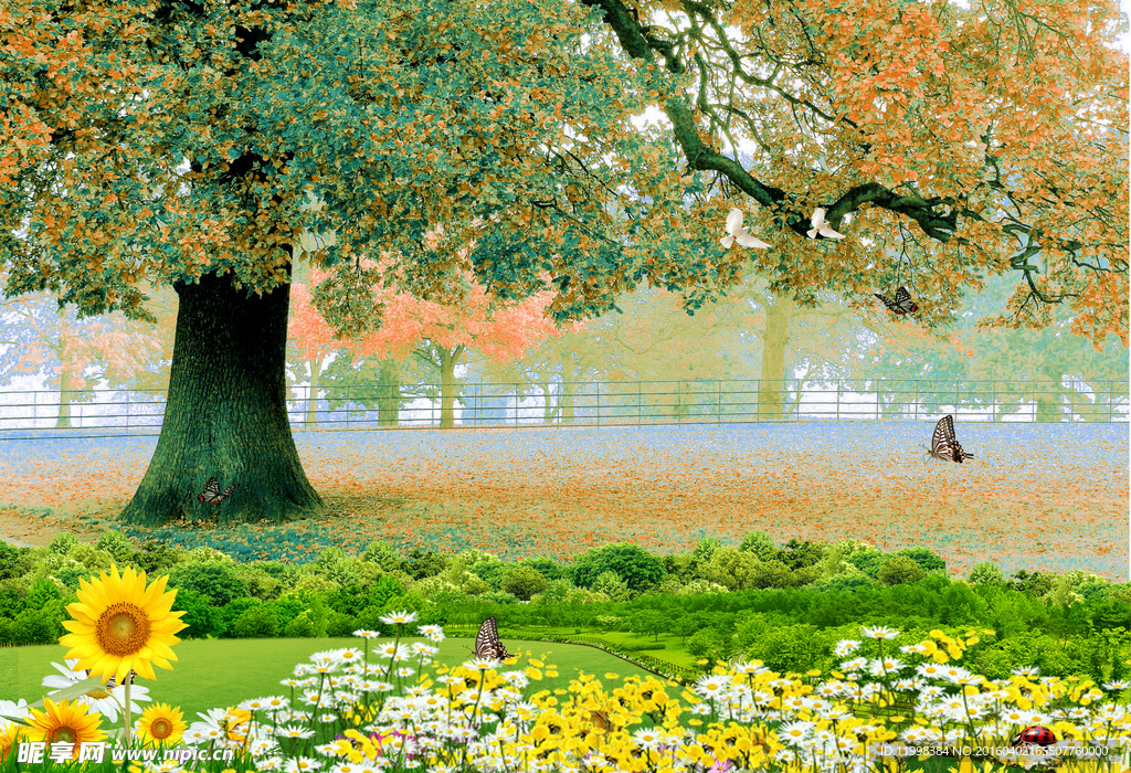 唯美风景背景墙