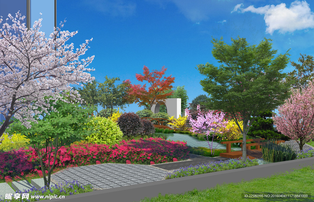 别墅庭院景观效果图