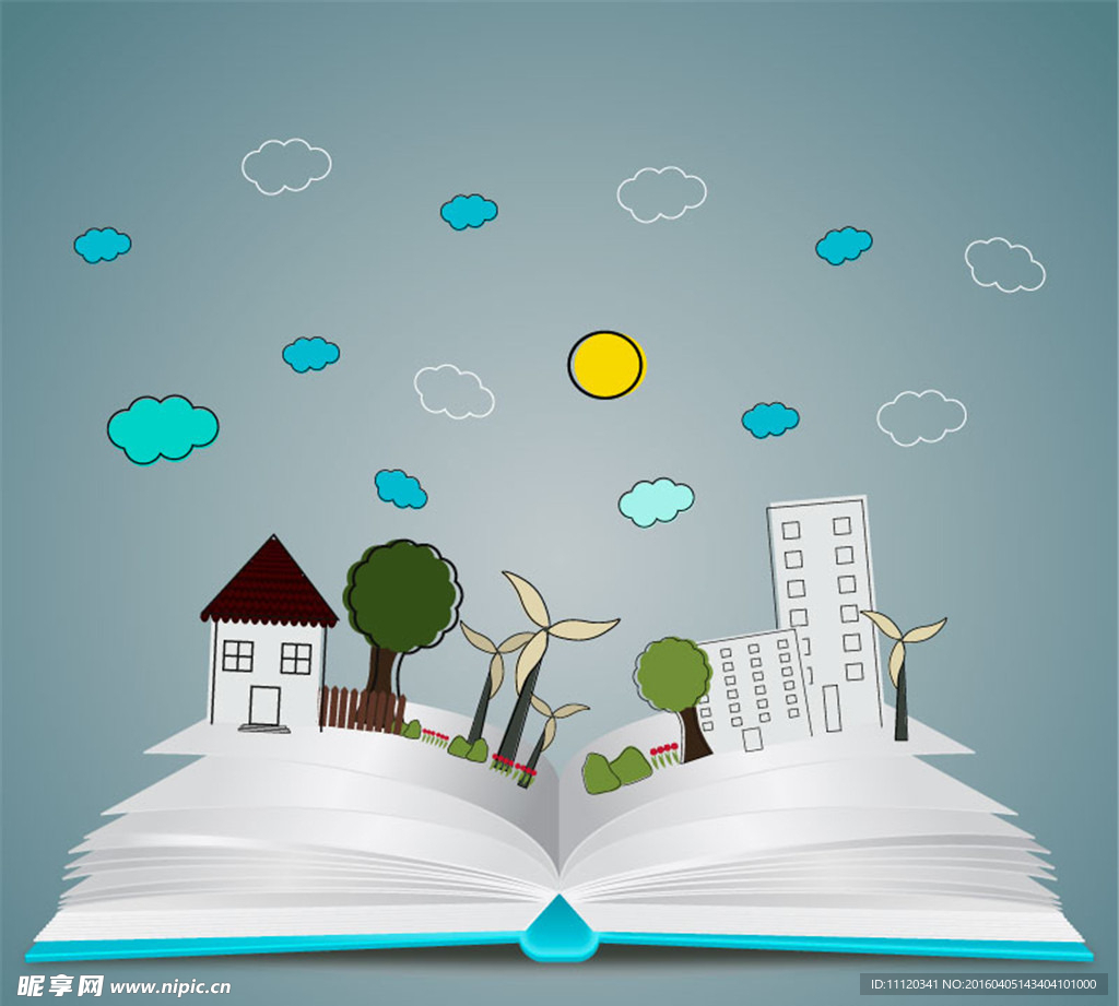 立体书里的城市矢量素材