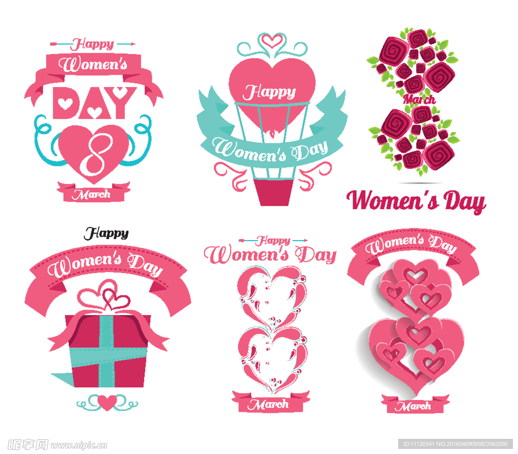 清新妇女节标签矢量素材