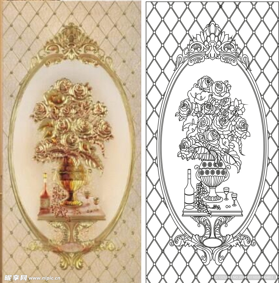 欧式花  玫瑰花 艺术玻璃