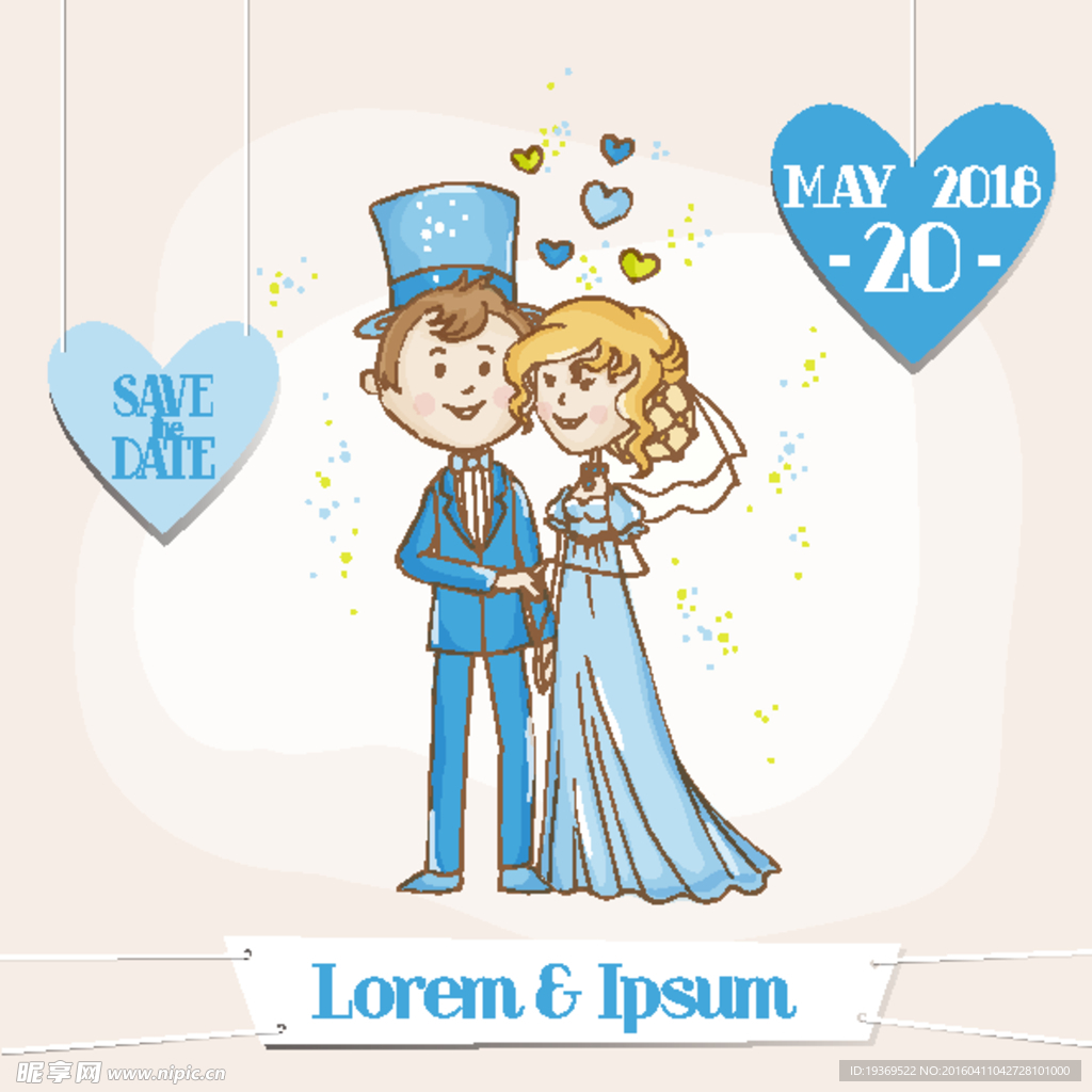 卡通新郎与新娘