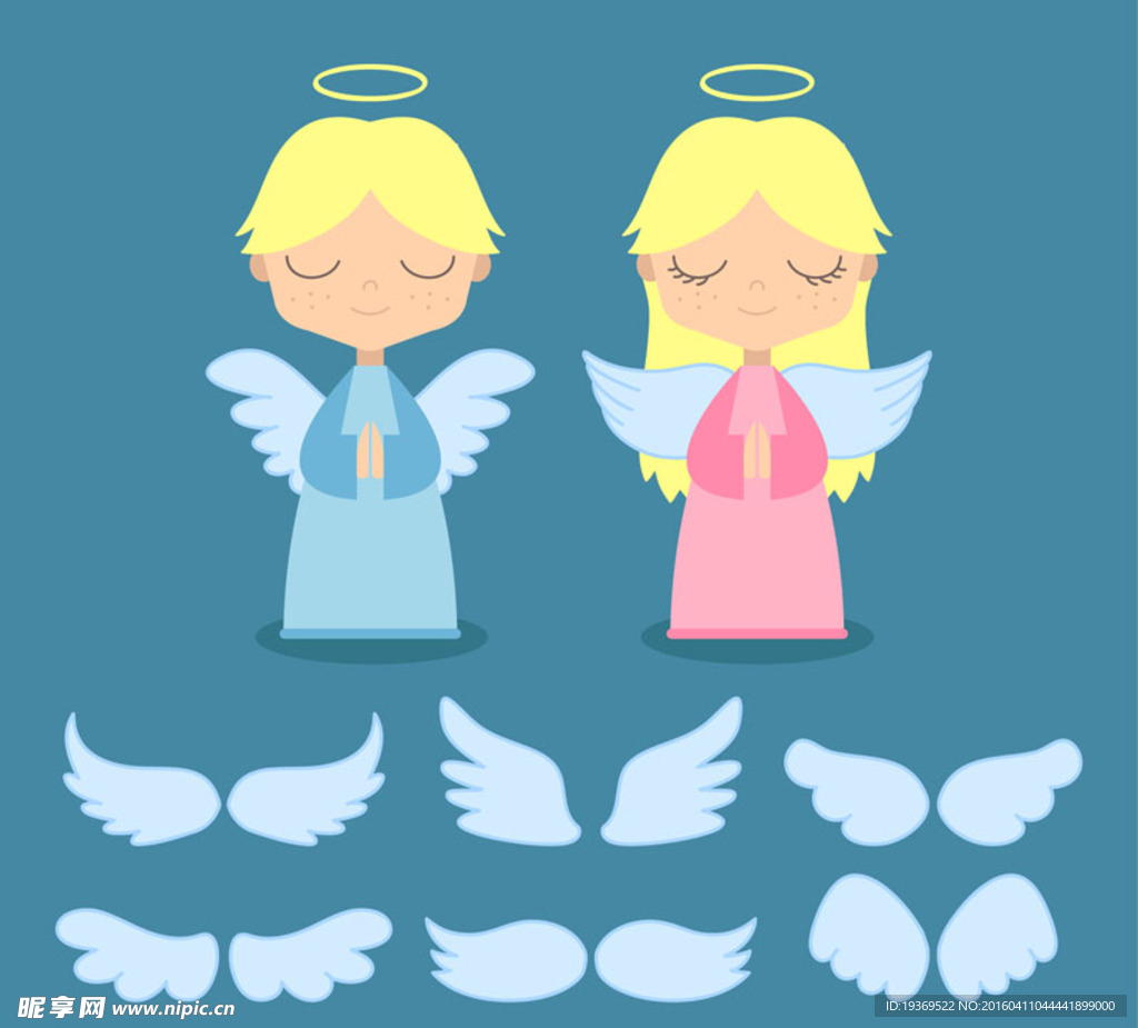 可爱天使和翅膀