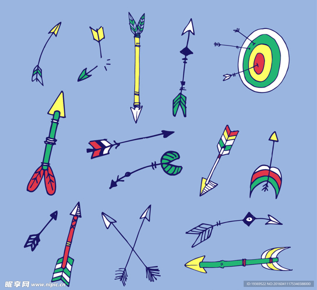 手绘箭和箭靶