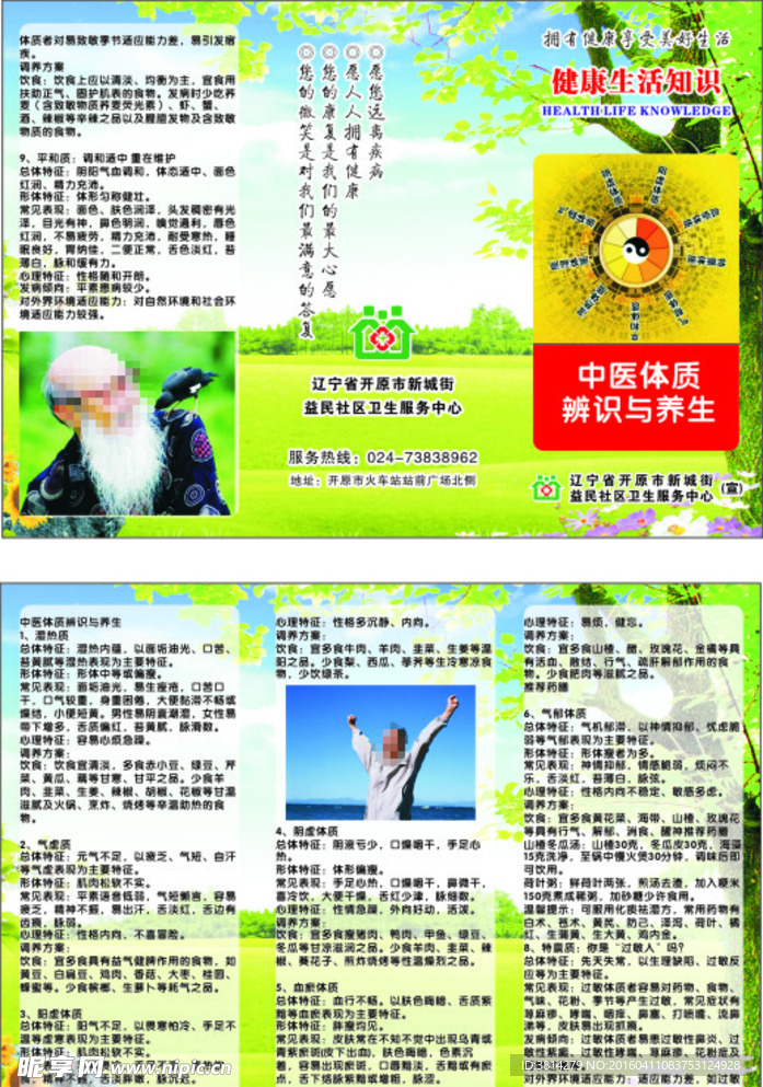中医体质辨识与养生宣传单