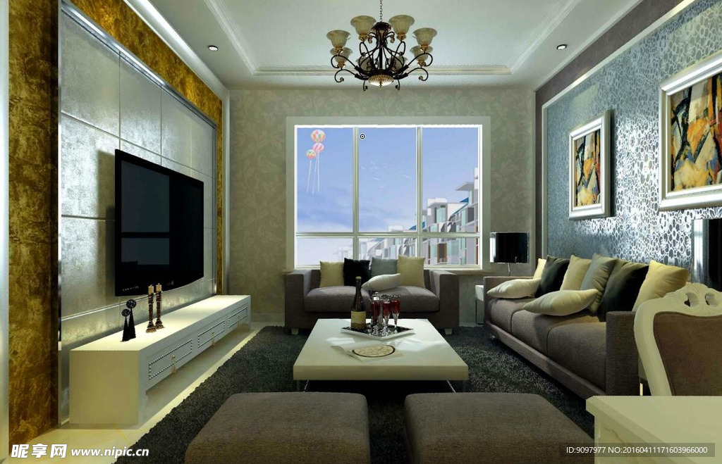 简欧两居室效果图