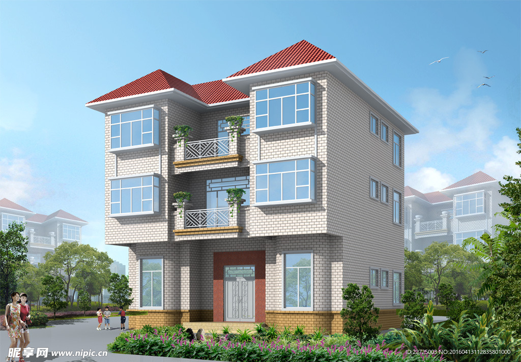 中式别墅效果图