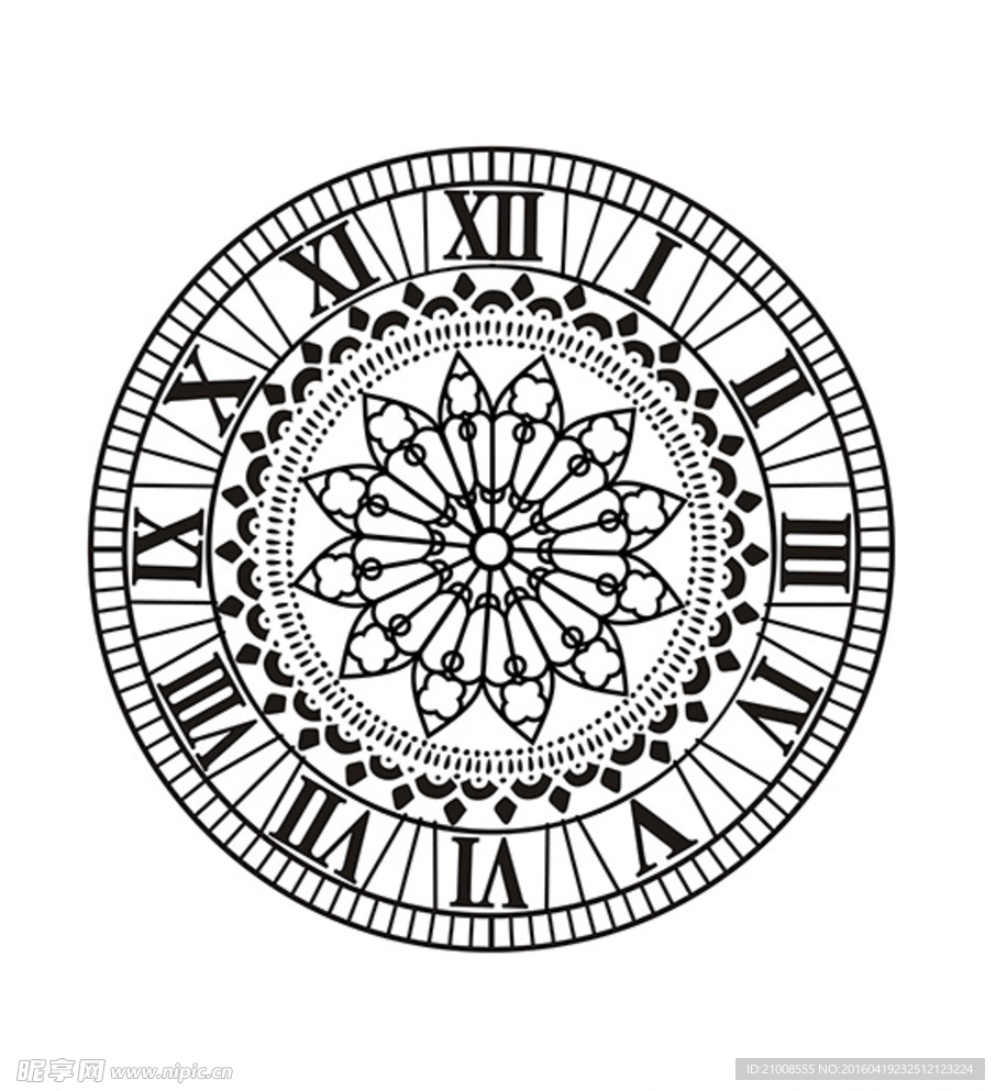 圆形时钟雕花
