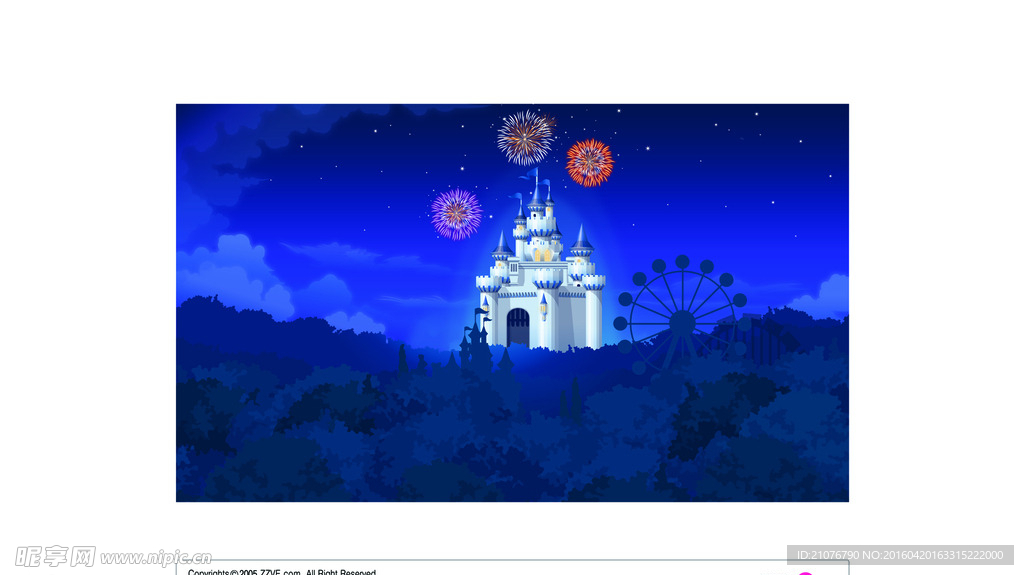 矢量夜幕城堡风景