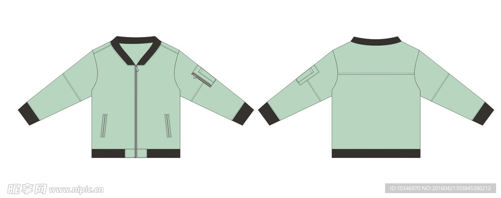 夹克棒球服 矢量图款式图