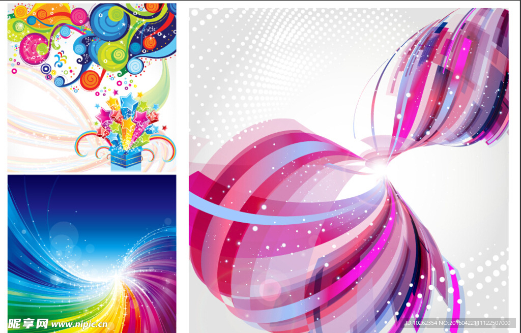 潮流炫彩花纹线条