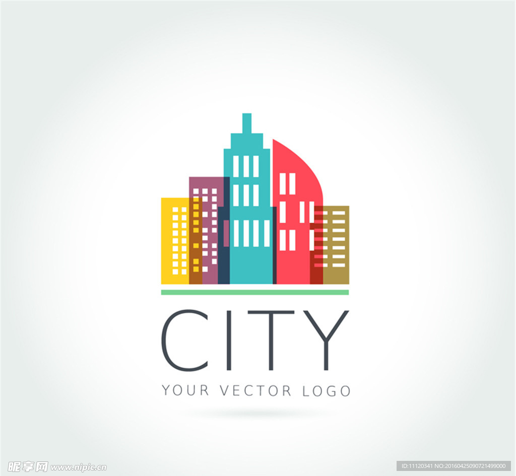 彩色大厦城市标志矢量图