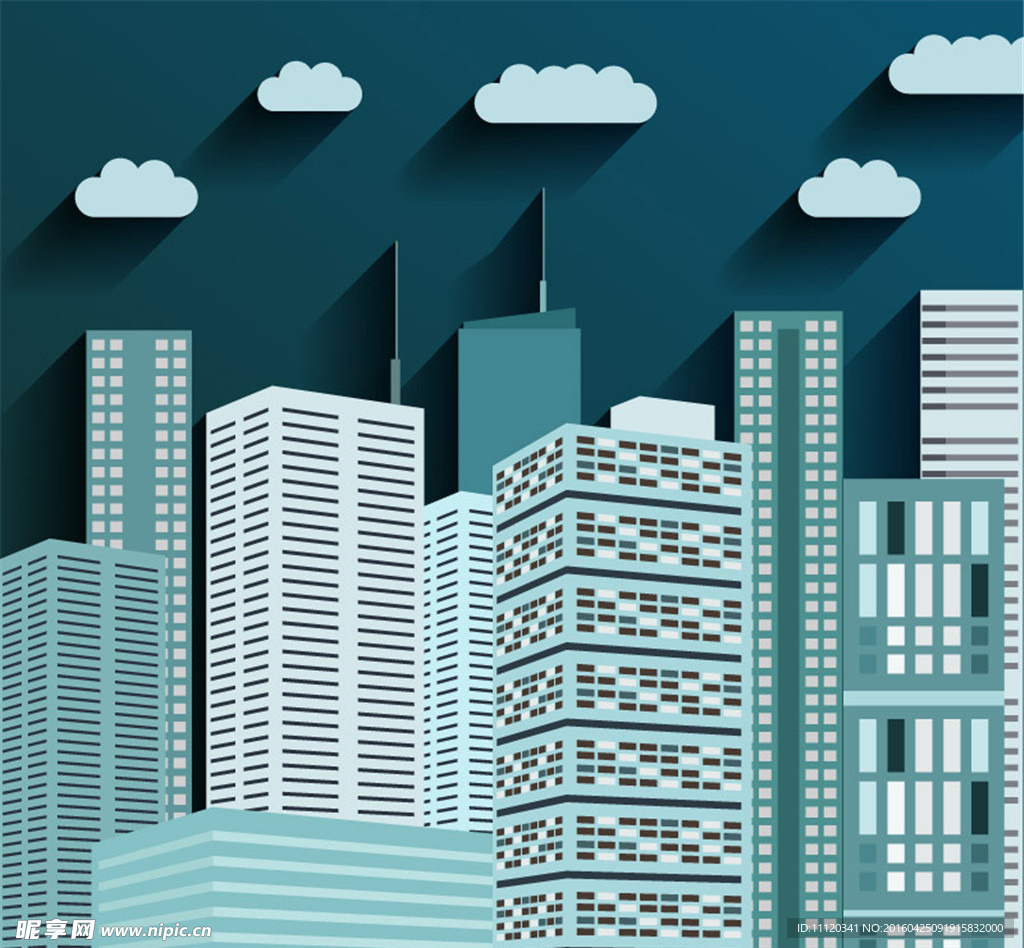 城市建筑楼群矢量素材