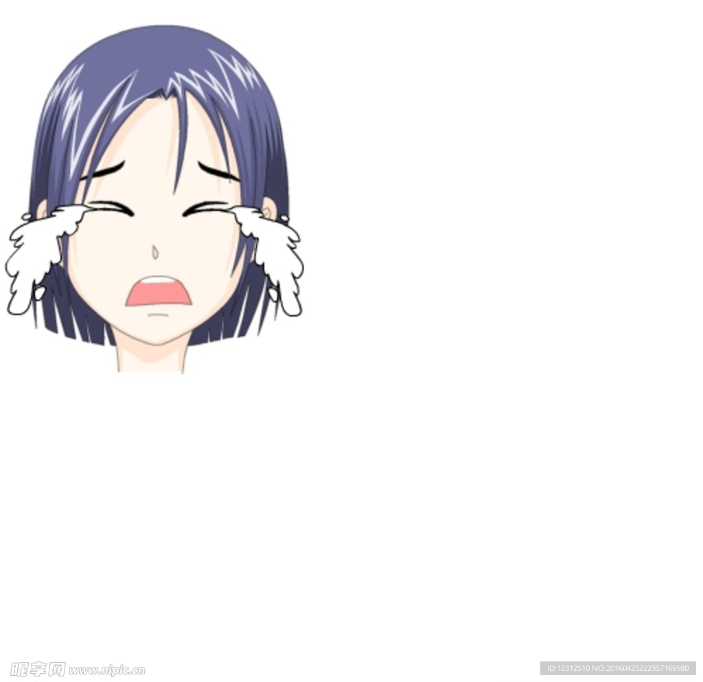 女孩哭矢量图