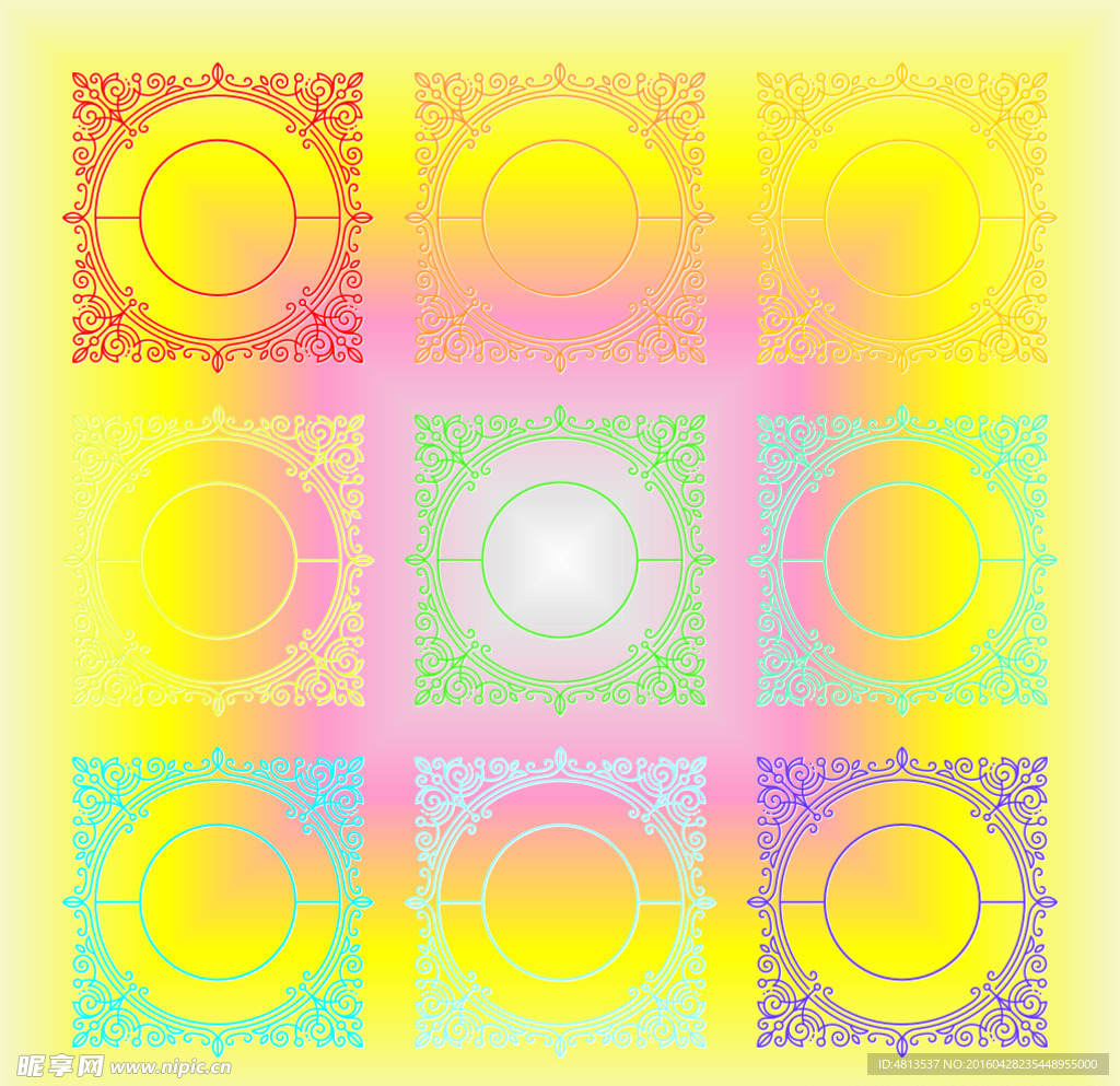 九色九格欧式花纹圈