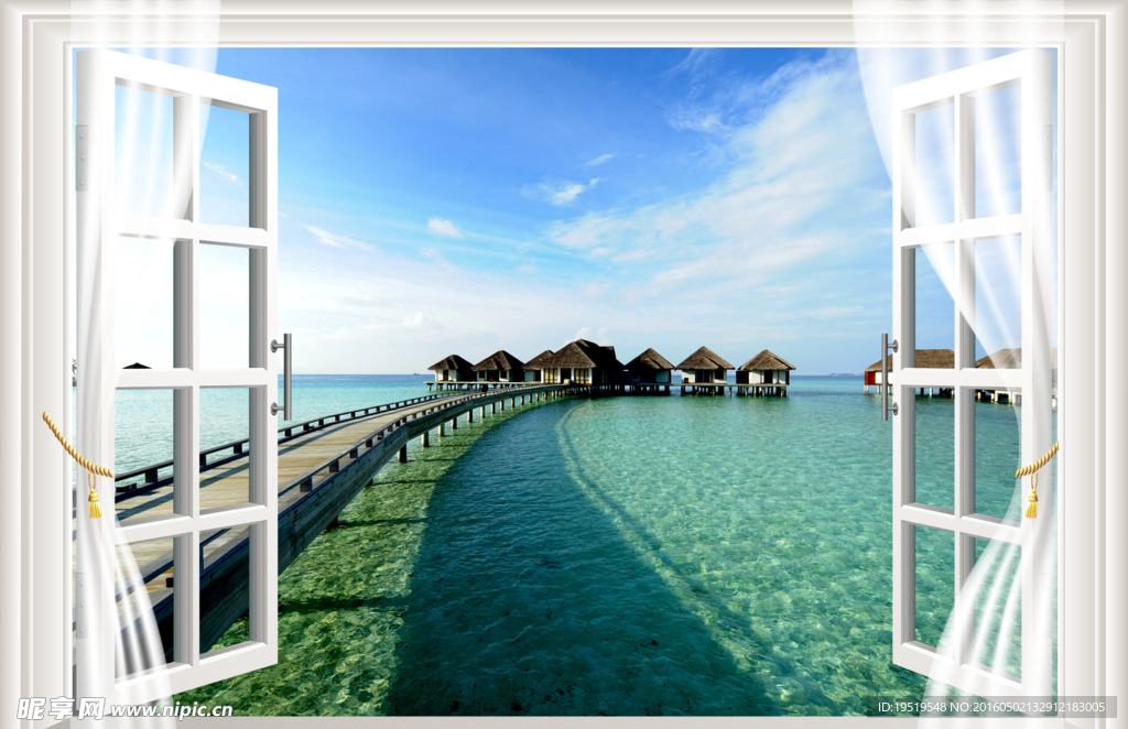 3D窗户海景
