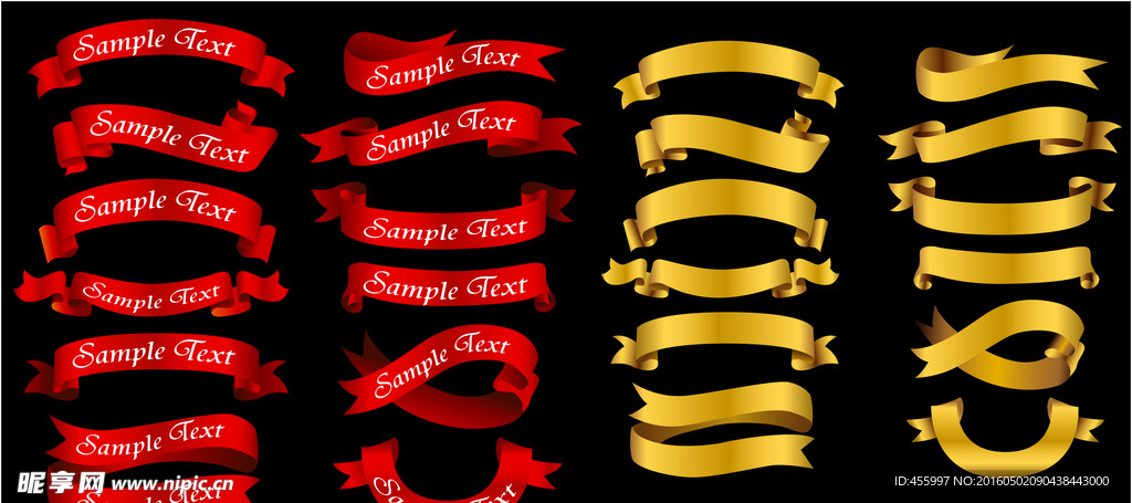 多彩丝带彩带标签