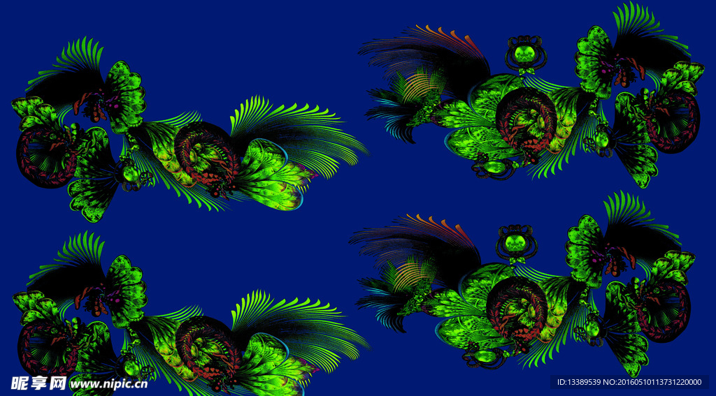 新花型 孔雀羽毛 定位花