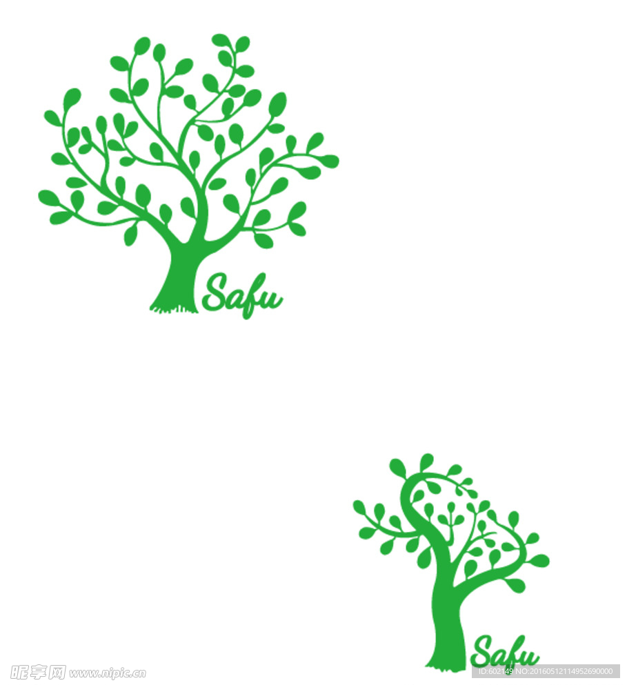 印花亲子装树矢量图