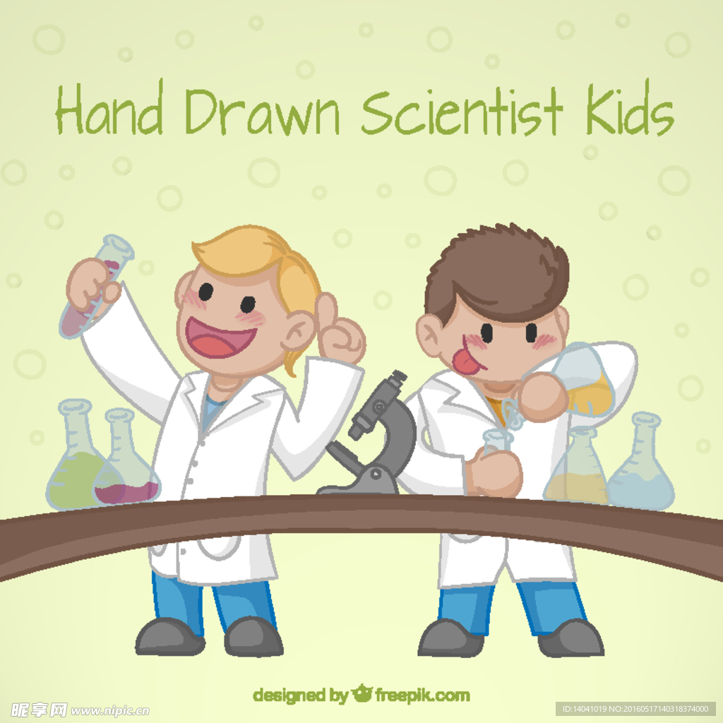 漂亮的卡通科学家的孩子