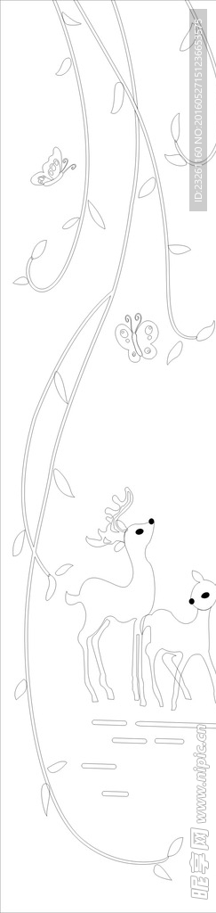 线条树叶刻绘图