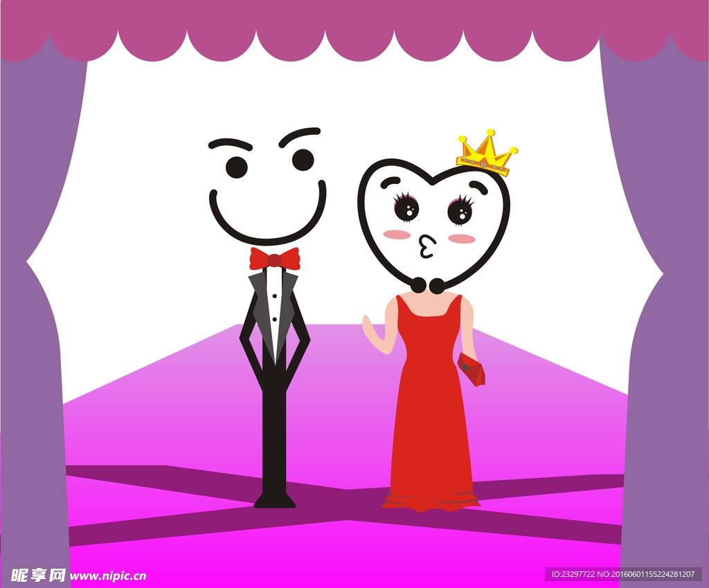 YM字母矢量卡通人物婚礼情侣
