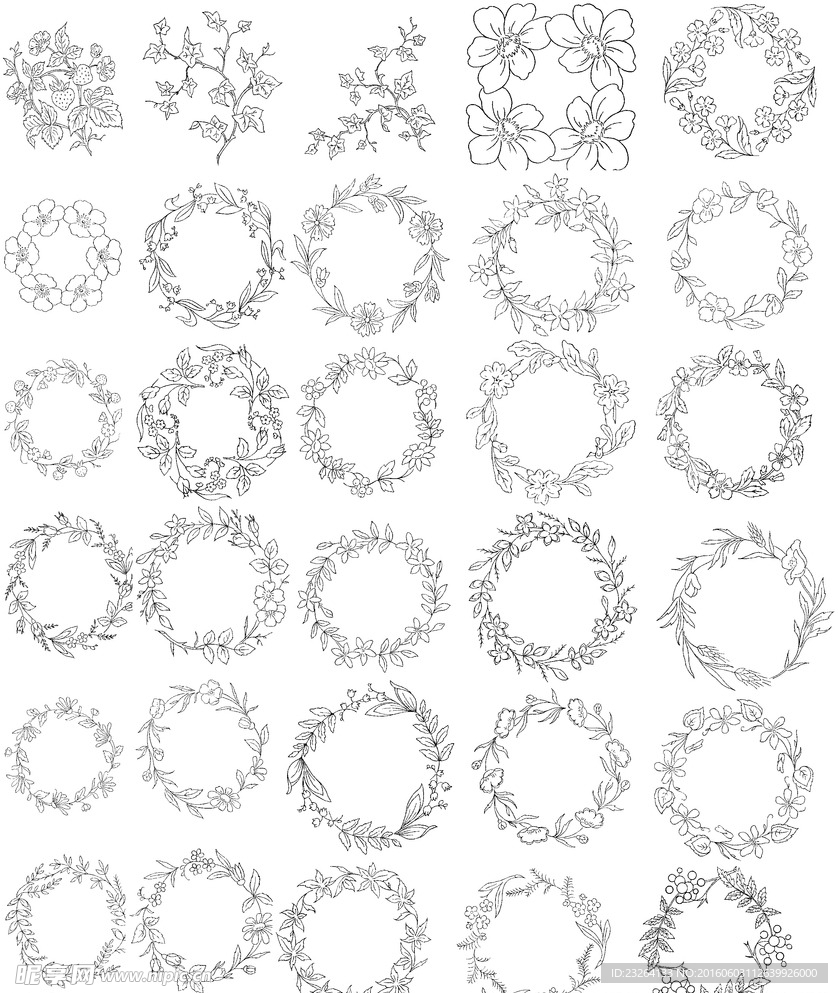 白描花卉植物素材