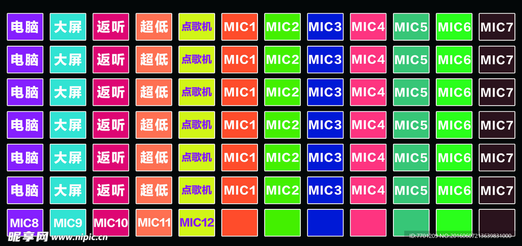 调音台输入输出标识