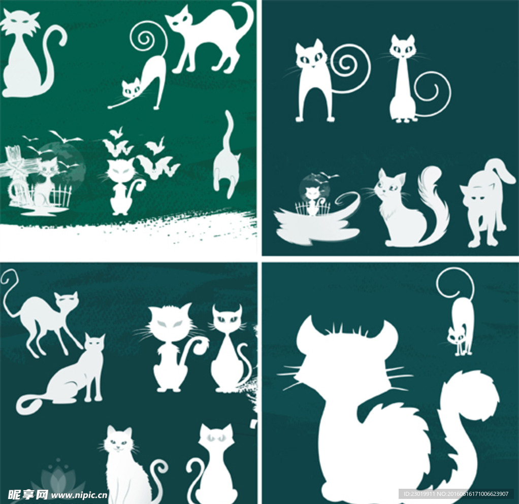 万圣节卡通黑猫装饰PS笔刷