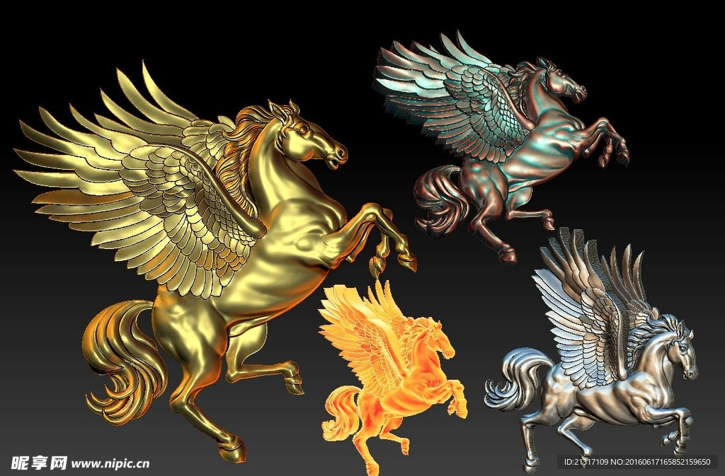 飞马浮雕3D模型