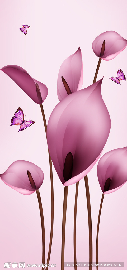 手绘马蹄莲玄关