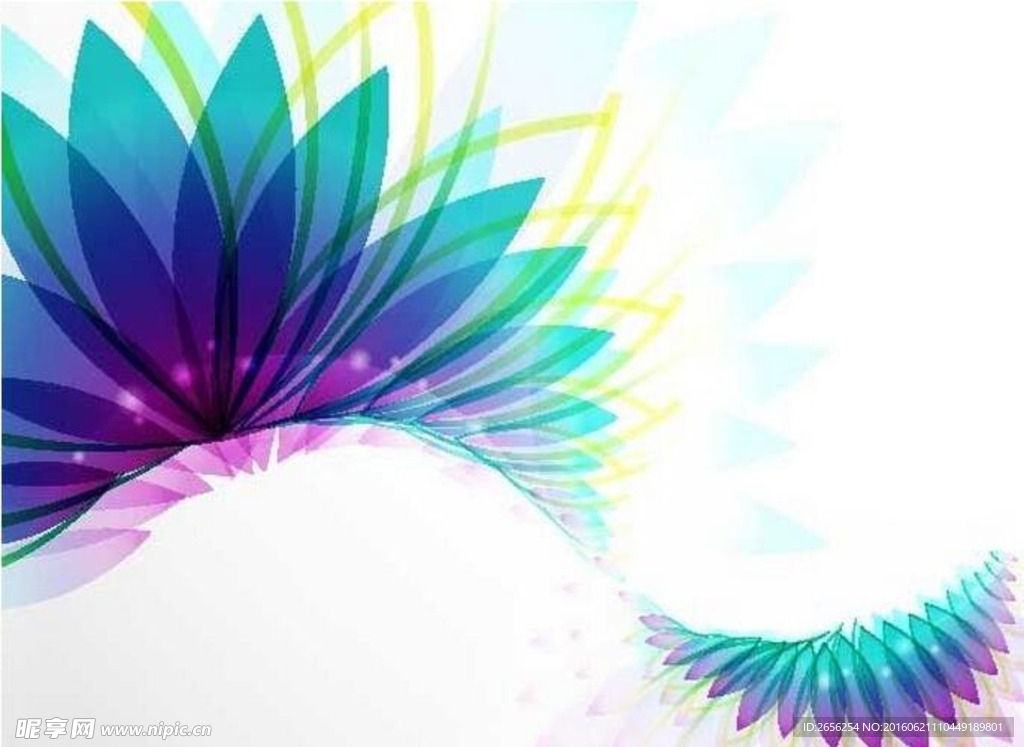 蓝紫炫彩花形马赛克背景