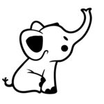 可爱的坐式小象侧面