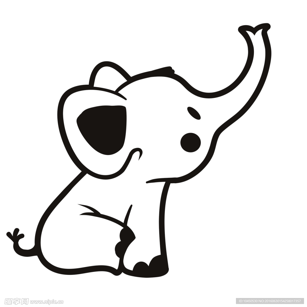 可爱的坐式小象侧面