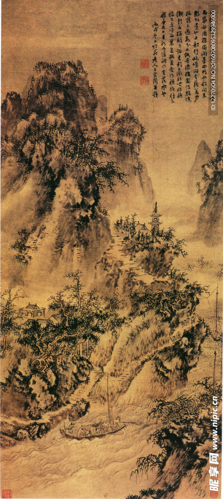 山水画艚篷出峡图