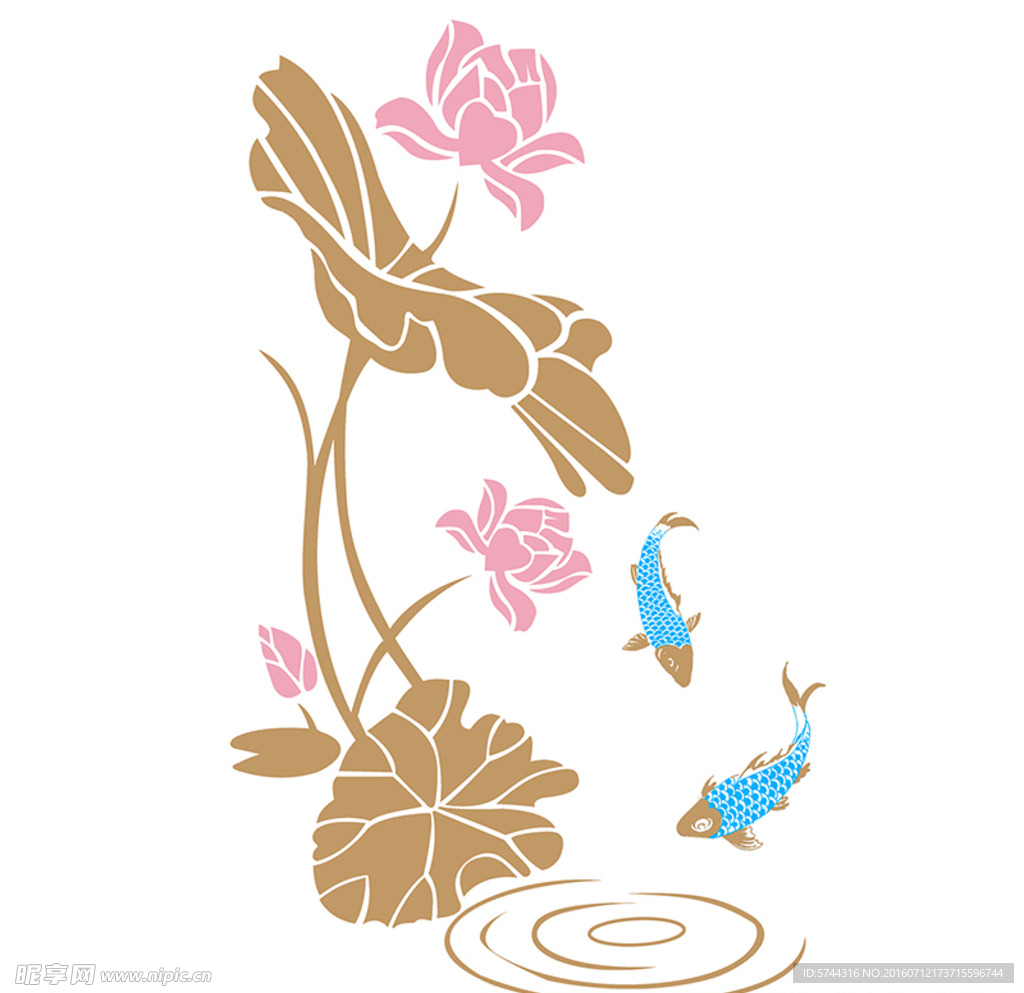 荷叶花 鱼儿图 艺术图
