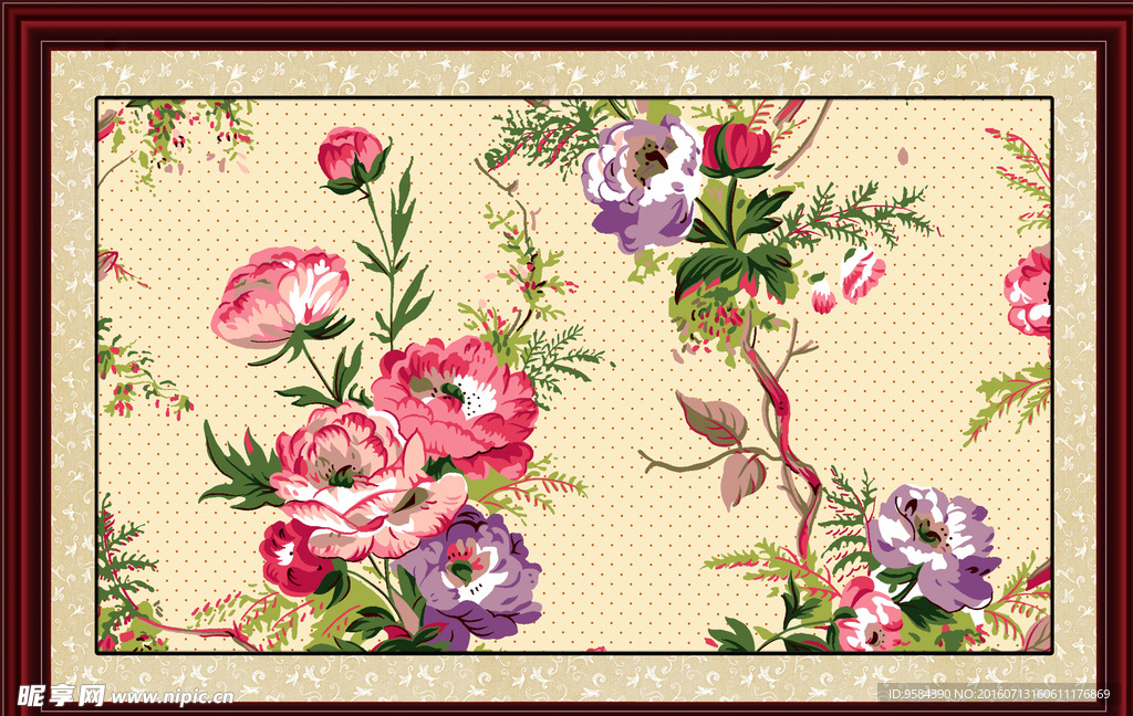 牡丹花卉装饰画无框画