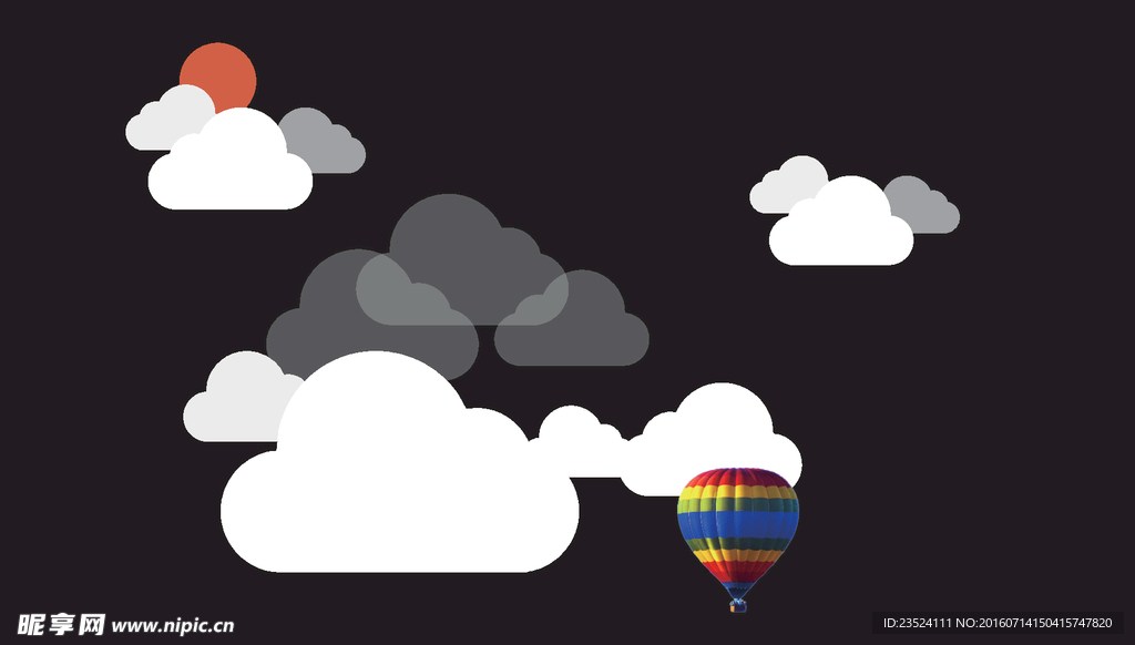 云 热气球 矢量素材