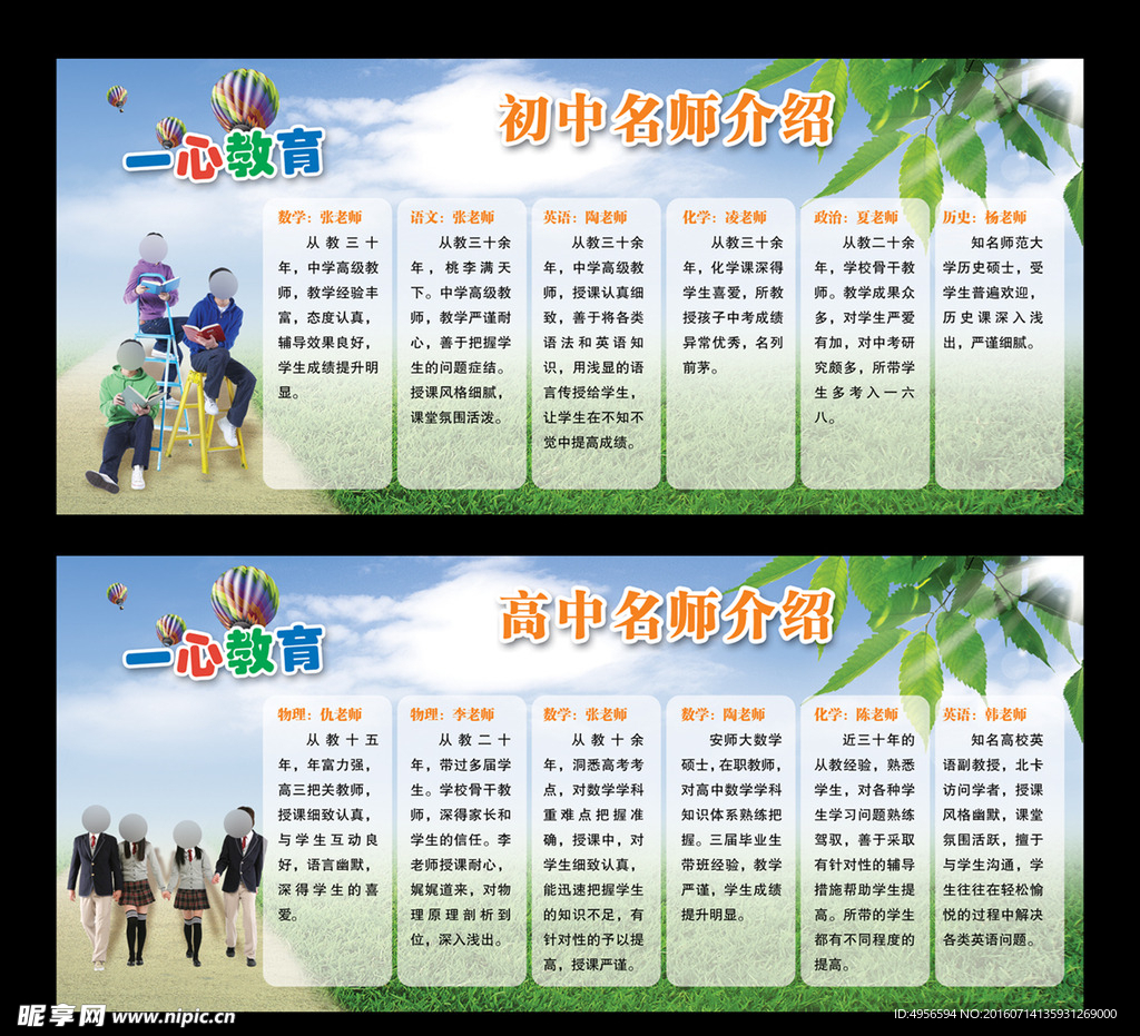 学校教师简介展板