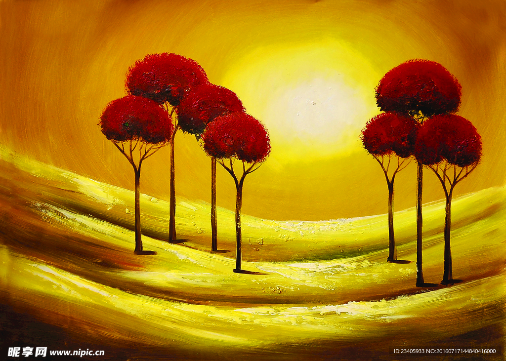 夕阳红树林油画装饰画