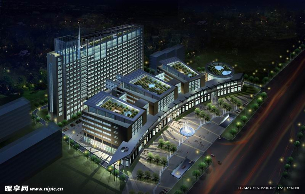 城市夜景 建筑夜景鸟瞰图