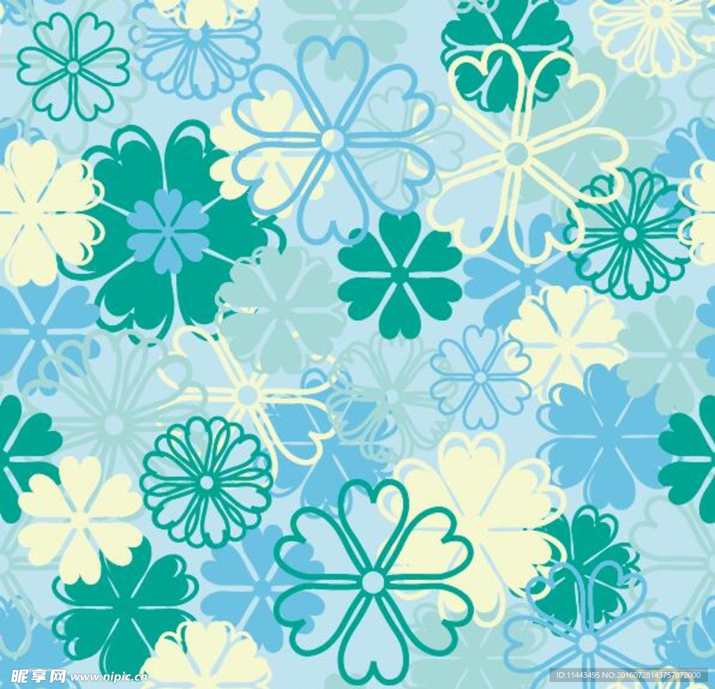 蓝色矢量花纹背景