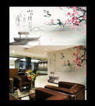 中国风水墨山水情平面图背景墙